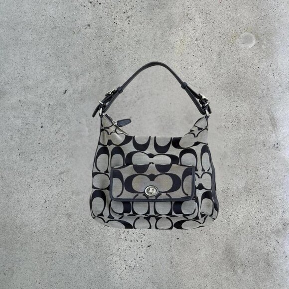 2000s Grey and black Coach shoulder bag - Picture 1 of 8